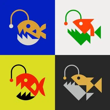 Set of Anglerfish logo Stock Illustration