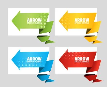 Set of angular origami arrow speech bubble for design of advertisement label Stock-Illustration