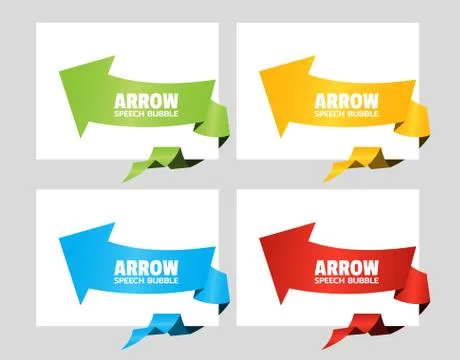 Set of angular origami arrow speech bubble for design of advertisement label Stock Illustration