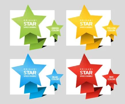 Set of angular origami star speech bubble for design of advertisement label Stock-Illustration