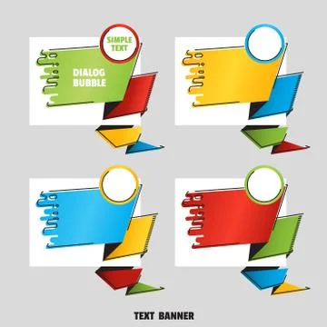 Set of angular text banner. Flat line art style. Paper origami speech bubble Illustrazione stock