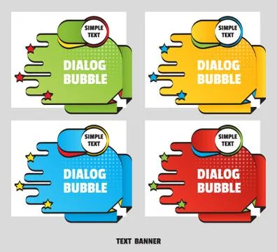 Set of angular text banner. Flat line art style. Paper origami speech bubble Stock-Illustration