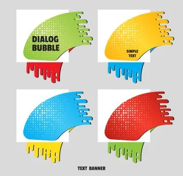 Set of angular text banner in form of brush dab. Flat style Stock-Illustration