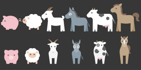 Set of animal farm elements for graphic info Stock Illustration
