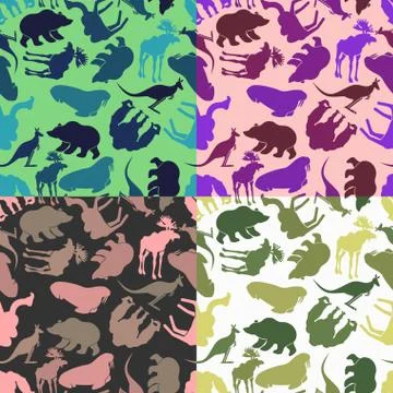 Set animal pattern. Color options from ornaments of wild animals. Textures fo Stock Illustration