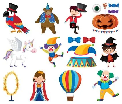 Set of animals and circus characters Illustrazione stock