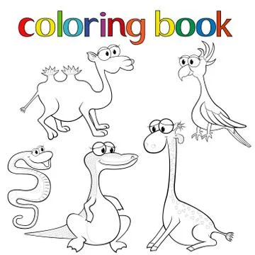 Set of animals for coloring book Stock Illustration