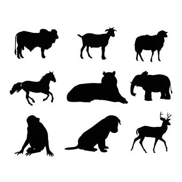 Set of animals Silhouette Design Stock Illustration