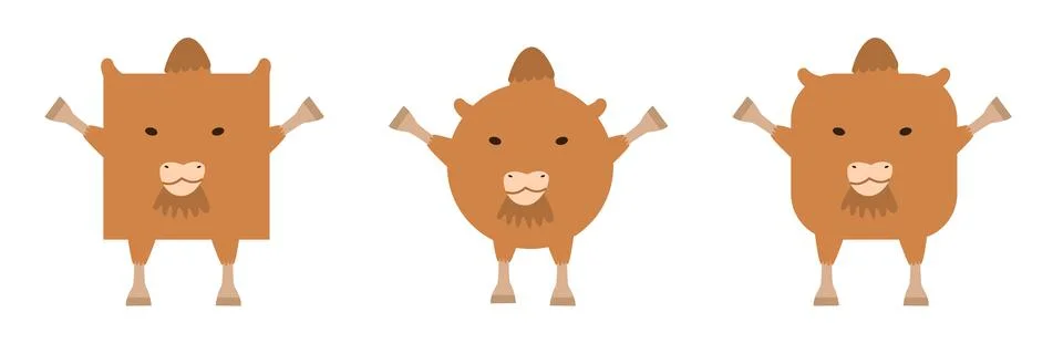 A set of animals of square and round shape. Vector illustration of a camel Stock Illustration