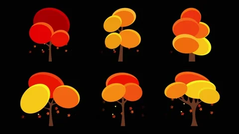 Set of animated different fall plants and trees with falling leaves. 스톡 동영상 139833138