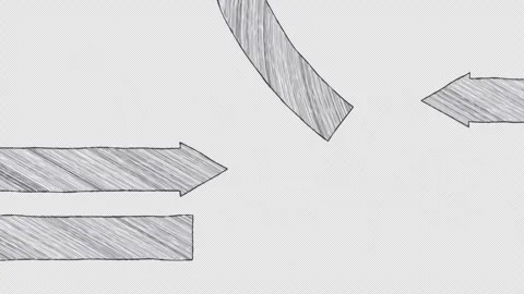 A set of animated drawn scratched arrows randomly moving across the screen Stock Footage 246320845