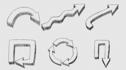 Set of animated hand-drawn arrows 2 Video stock 261196689