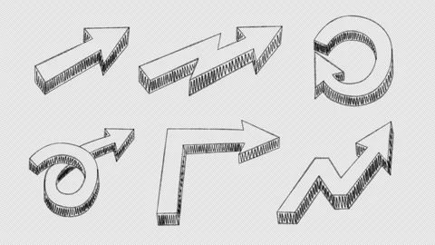 Set of animated hand-drawn arrows 1 Stock Footage 261196761