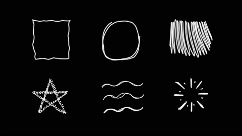 Set of Animated Hand Drawn  Elements,  circles, star, frames, borders Stock Footage 166178513