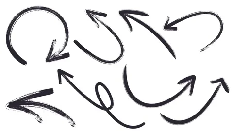 Set of Animated Hand Drawn Highlighter Elements, doodle arrows Stock Footage 280731362