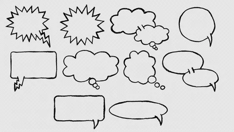 Set of animated hand-drawn speech bubbles Stock Footage 262534342
