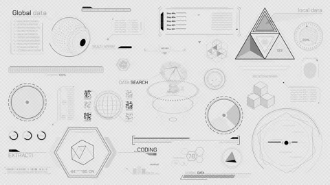 Set of animated HUD elements for high-tech interface Stock Footage 289397702