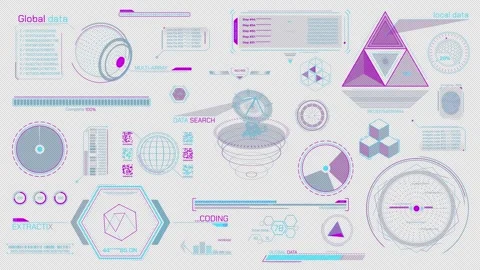 Set of animated HUD elements for high-tech interface 스톡 동영상 295358886