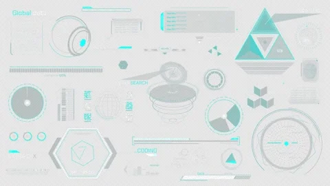 Set of animated HUD elements for high-tech interface Stock Footage 314202822