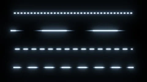 Set of Animated Neon Dashed Lines with Variable Length and Density on Black.. Stock Footage 305968844