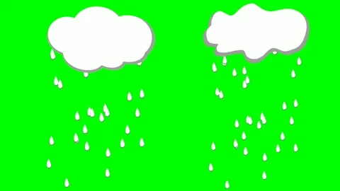 Set Animation Motion graphics rain water drop white cloud on green screen Stock Footage 213132107