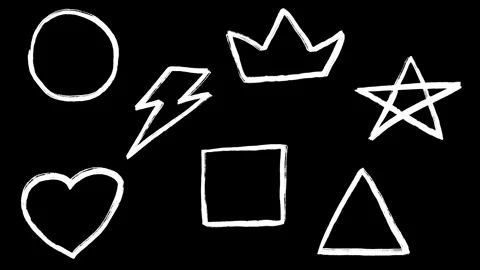 Set animation triangle, crown, square, circle, heart, star, lighting Stock Footage 282711660