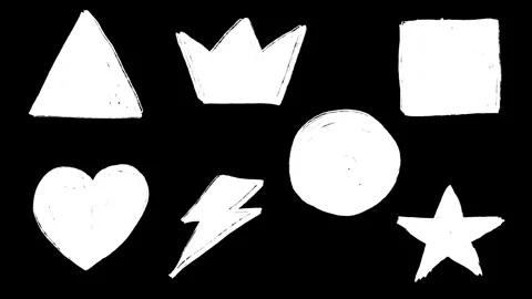 Set animation triangle, crown, square, circle, heart, star, lighting Stock Footage 282711677