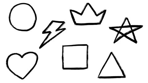 Set animation triangle, crown, square, circle, heart, star, lighting Stock Footage 282711733