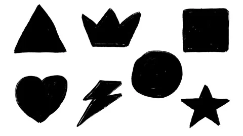 Set animation triangle, crown, square, circle, heart, star, lighting Stock Footage 282711847