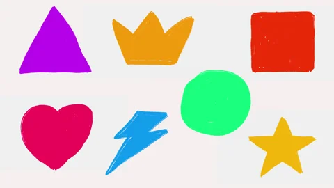 Set animation triangle, crown, square, circle, heart, star, lighting Stock Footage 282711880