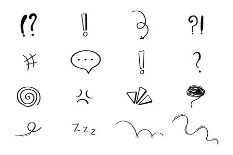 Set anime emotion effect attention elements, expressions speech bubble in comic Illustrazione stock