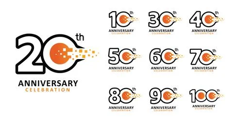 Set of anniversary design modern circle number Stock Illustration