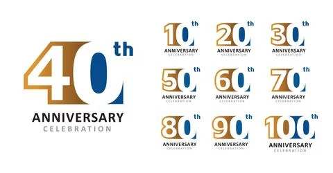 Set of anniversary design modern square number Stock Illustration