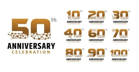 Set of anniversary design modern tech number Stock Illustration