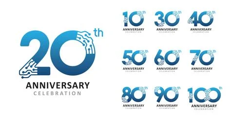 Set of anniversary design modern technology number Stock Illustration