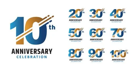 Set of anniversary design split style number Stock Illustration