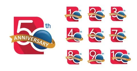 Set of anniversary design square number Stock Illustration