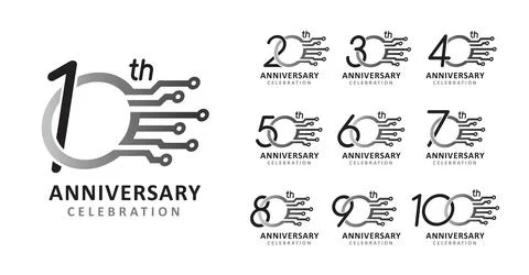 Set of anniversary design technology number Stock Illustration