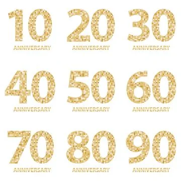 Set of Anniversary emblems , anniversary template design for web, game. Set. Stock Illustration
