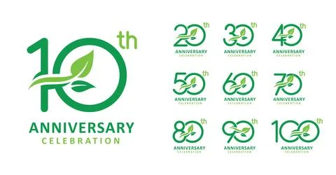 Set of anniversary leaf number design Stock Illustration