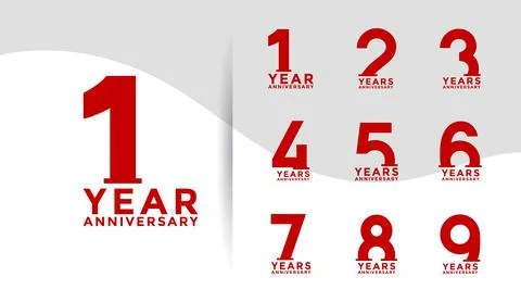 Set of Anniversary logotype and red color with white background for celebrati Stock Illustration