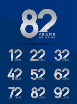 Set of Anniversary logotype and silver color with blue background for celeb.. Stock Illustration