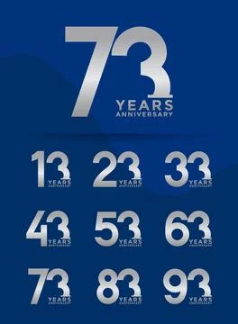 Set of Anniversary logotype and silver color with blue background for celeb.. Stock Illustration