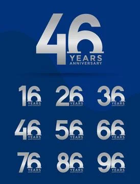Set of Anniversary logotype and silver color with blue background for celeb.. Illustrazione stock