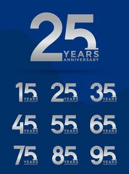 Set of Anniversary logotype and silver color with blue background for celeb.. Stock Illustration
