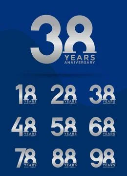 Set of Anniversary logotype and silver color with blue background for celeb.. Stock Illustration