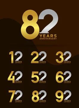 Set of Anniversary logotype and silver gold color with brown background for.. Stock Illustration