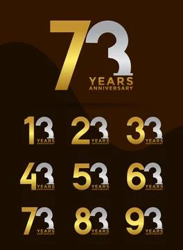 Set of Anniversary logotype and silver gold color with brown background for.. Stock Illustration