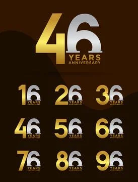 Set of Anniversary logotype and silver gold color with brown background for.. Stock Illustration