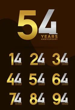 Set of Anniversary logotype and silver gold color with brown background for.. Stock Illustration